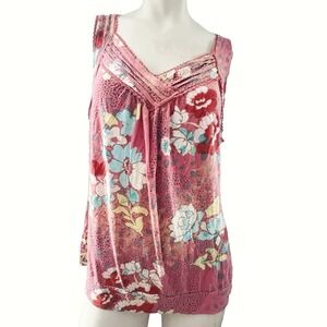 Womens Tank Top 2XL Cottagecore Boho Sleeveless Bloomcore Hippie Resort Layer